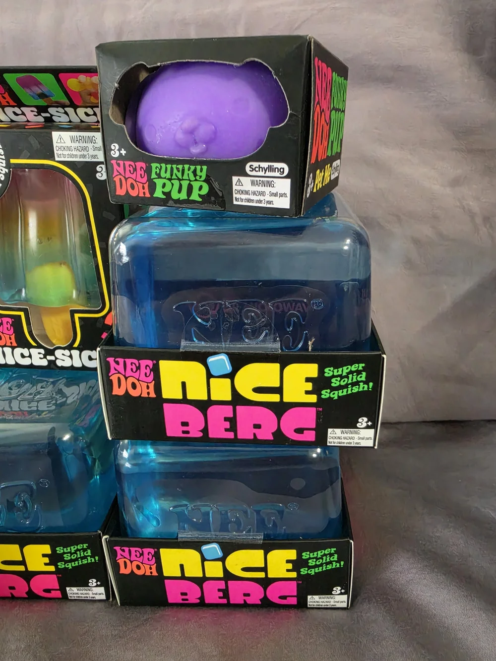 NeeDoh Bundle - Nice Berg XL, NICE-SICLE, FUNKY PUP, 8 TOTAL HARD-TO-FIND PIECES